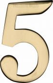 C1568 5-PB Heritage Brass Numeral 5 Self Adhesive 51mm &lpar;2"&rpar; Polished Brass Finish