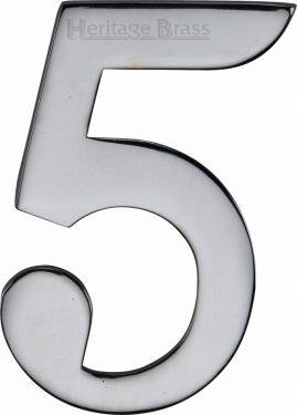 Click Here To Enlarge This Photo Of C1568 5-PC Heritage Brass Numeral 5 Self Adhesive 51mm &lpar;2"&rpar; Polished Chrome Finish