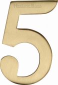 C1568 5-SB Heritage Brass Numeral 5 Self Adhesive 51mm &lpar;2"&rpar; Satin Brass Finish
