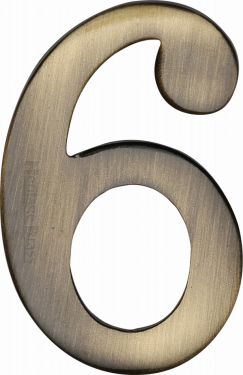 Click Here To Enlarge This Photo Of C1568 6-AT Heritage Brass Numeral 6 Self Adhesive 51mm &lpar;2"&rpar; Antique Brass Finish