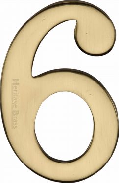 Click Here To Enlarge This Photo Of C1568 6-PB Heritage Brass Numeral 6 Self Adhesive 51mm &lpar;2"&rpar; Polished Brass Finish