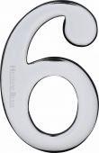 C1568 6-PC Heritage Brass Numeral 6 Self Adhesive 51mm &lpar;2"&rpar; Polished Chrome Finish